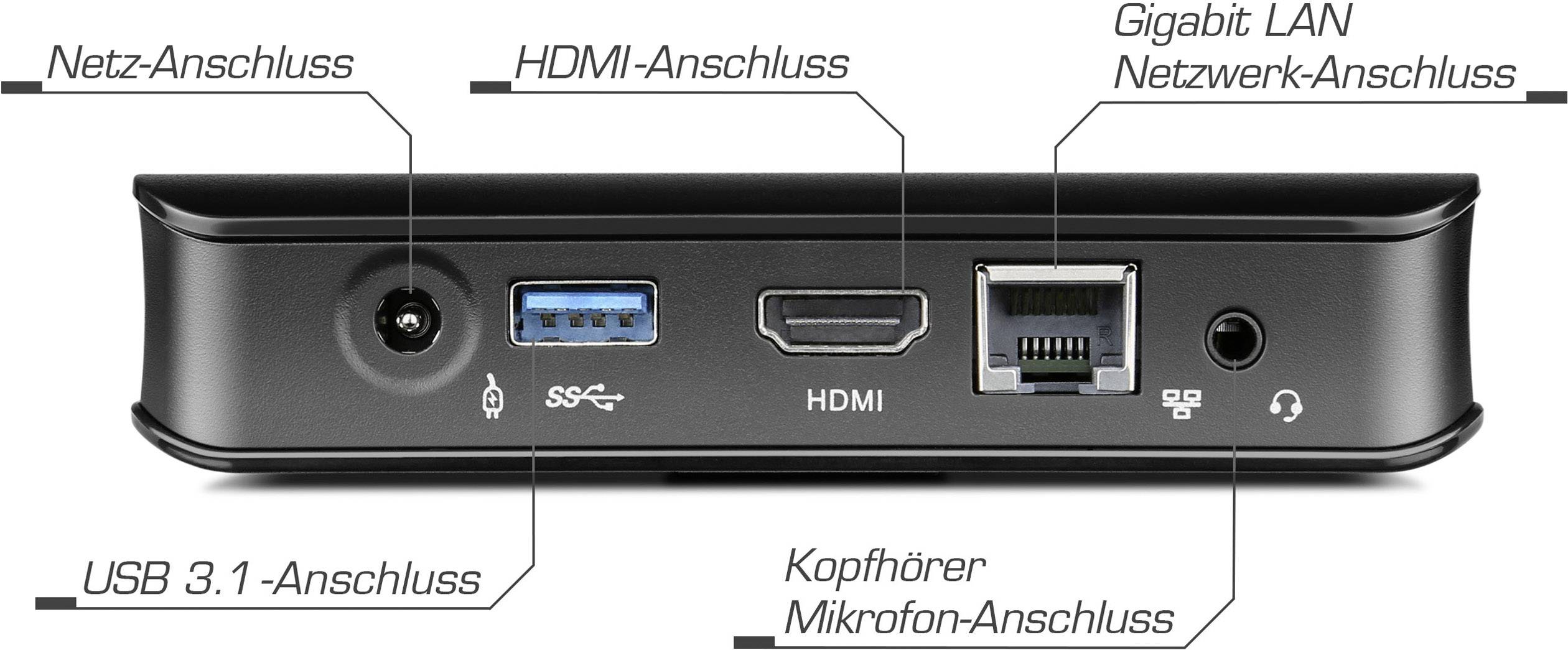 CSL Computer Narrow Box Ultra HD Compact Mini PC Intel Celeron N4100 (4 x 1.1 GHz / max. 2.4 GHz) 4 GB RAM  64 GB eMMC  Win 10 Home