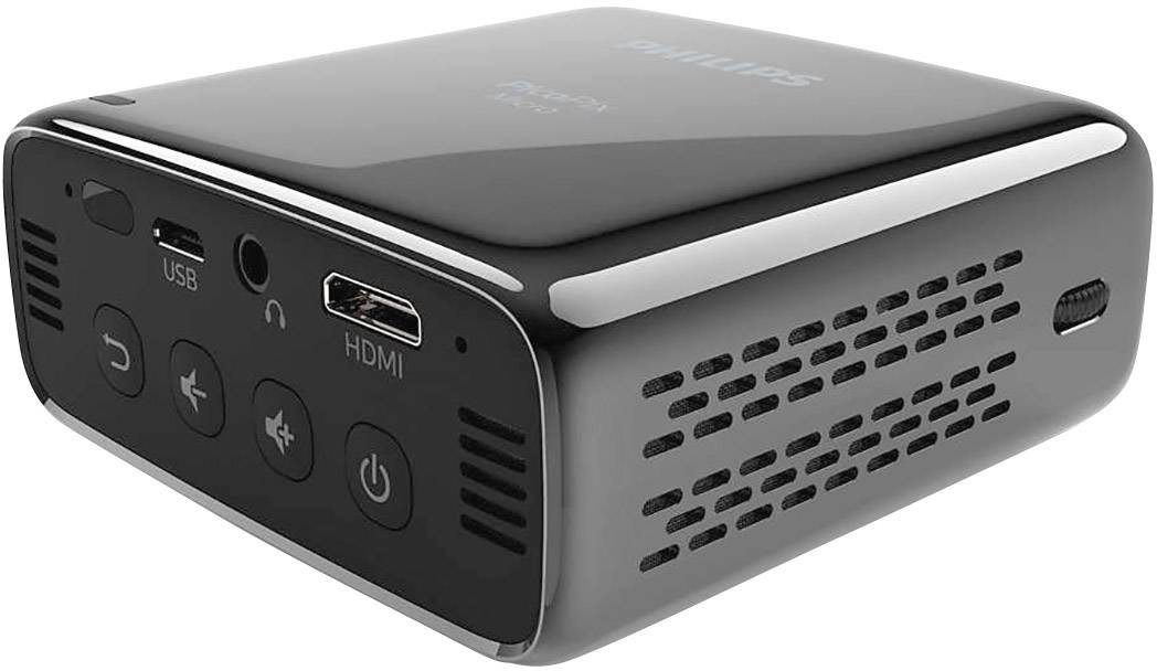 Philips Home Projector Beamer PicoPix Micro DLP 854 x 480 WVGA Akkubetrieben, Integrierter Lautsprecher, automatische