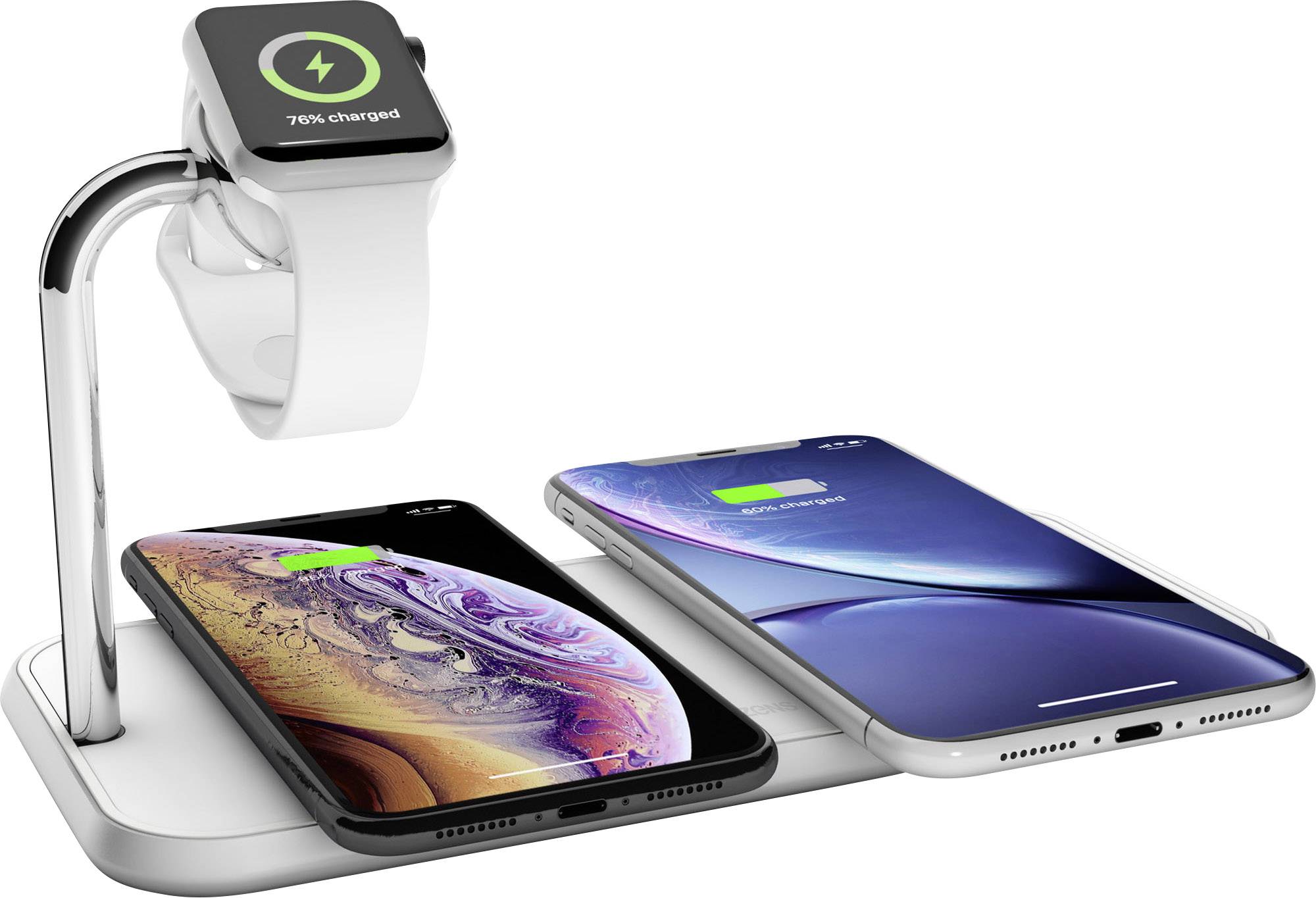 ZENS Induktions-Ladegerät 2000mA Dual qi Apple-Watch ZEDC05W Ausgänge Induktionslade-Standard Weiß