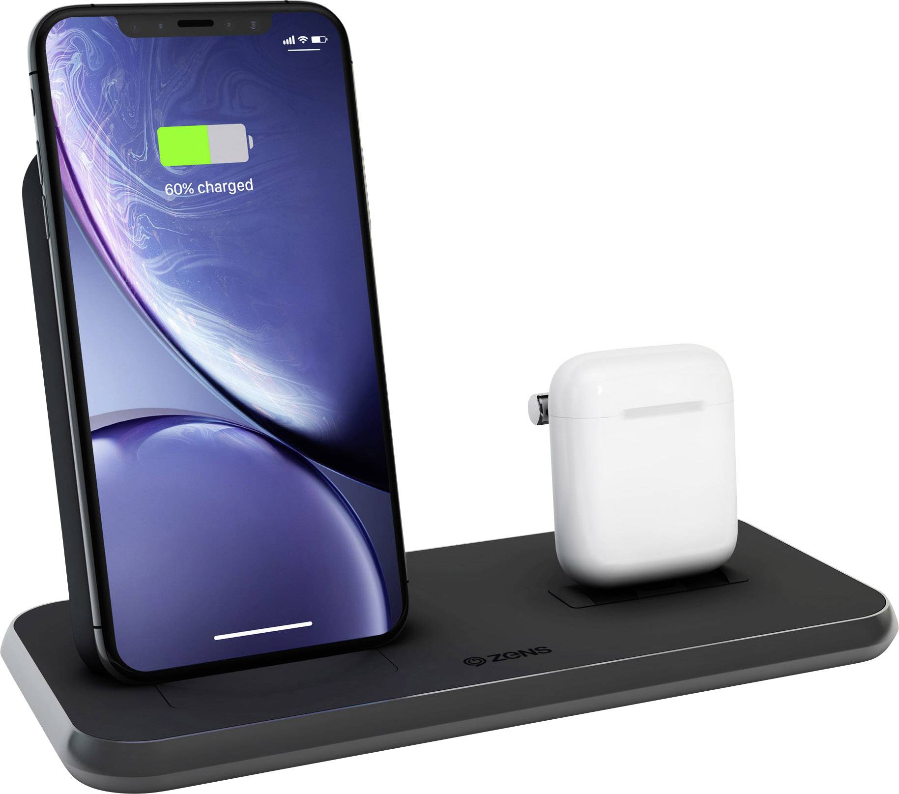 ZENS Induktions-Ladegerät 2000mA Aluminium Series Stand Wireless Charger + Dock ZEDC06B Ausgänge Induktionslade-Standard, USB