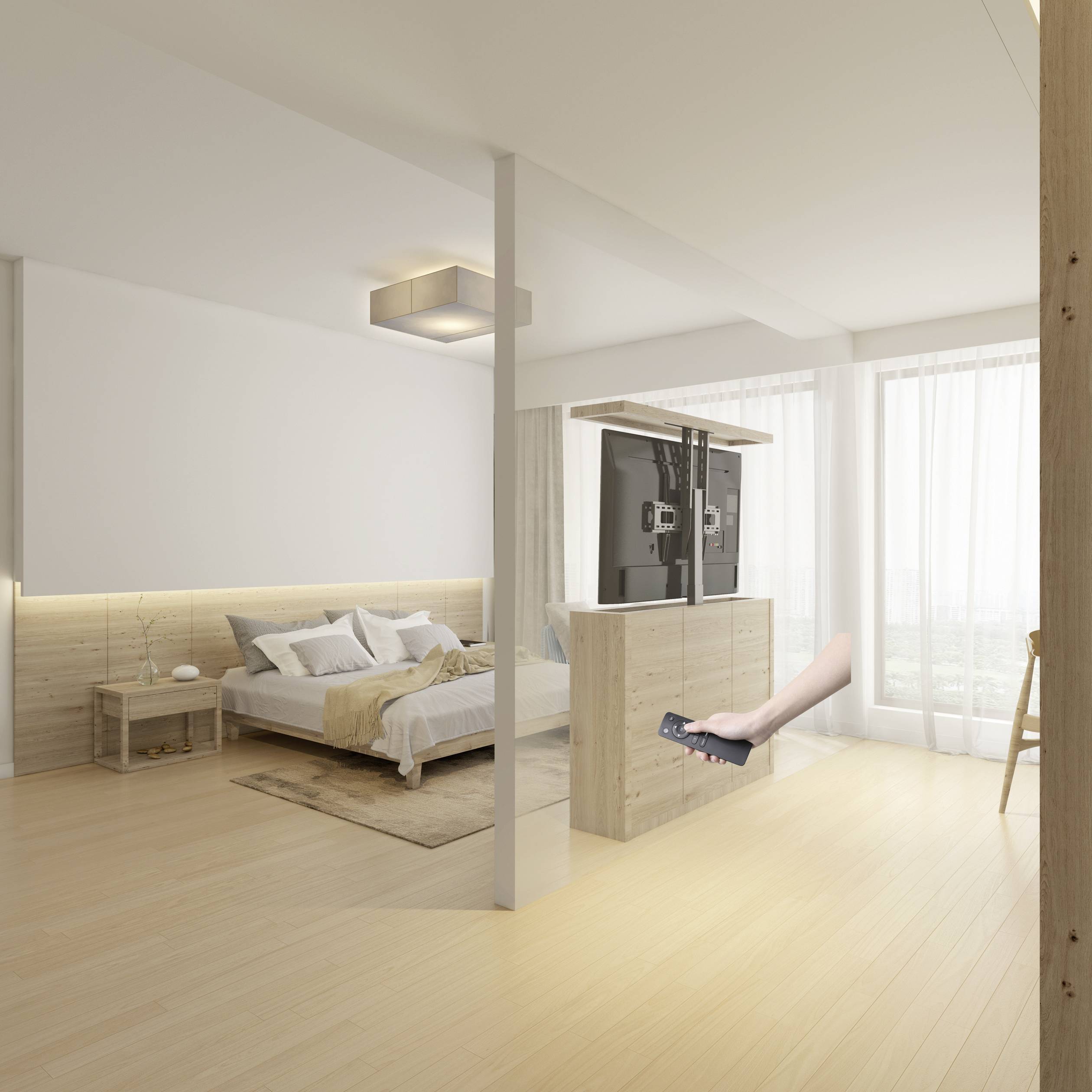 SpeaKa Professional SP-MLS-500 TV-Standfuß Mit Fernbedienung 94,0cm (37") - 165,1cm (65") elektrisch motorisiert, Höhenverstellbar