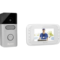 Byron Video-Türsprechanlage Kabellos, Digital, Funk Komplett-Set Aluminium-Grau, Schwarz, Weiß Byron Video-Türsprechanlage Kabellos, Digital, Funk Komplett-Set Aluminium-Grau, Schwarz, Weiß