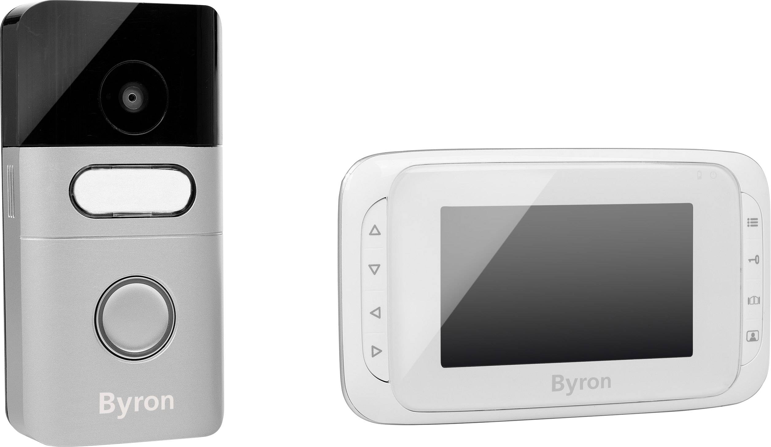 Byron Video-Türsprechanlage Kabellos, Digital, Funk Komplett-Set Aluminium-Grau, Schwarz, Weiß