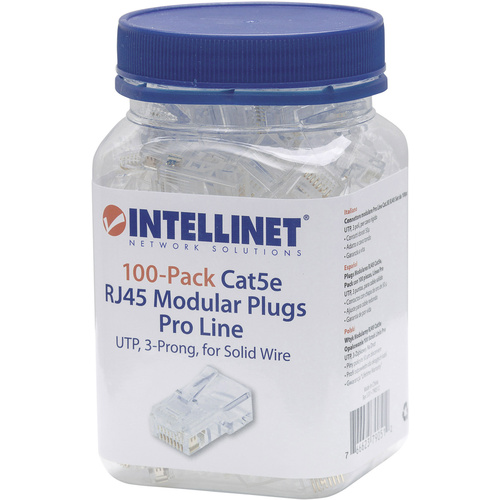 Intellinet 100er-Pack Cat5e RJ45-Modularstecker Pro Line UTP 3-Punkt-Aderkontaktierung f