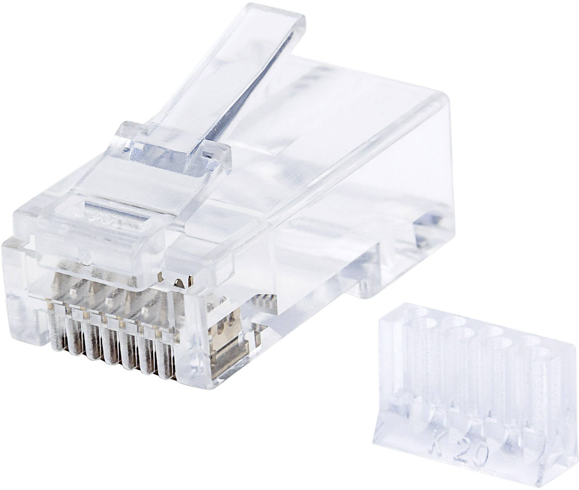 Intellinet 90er-Pack Cat6 RJ45-Modularstecker UTP 3-Punkt-Aderkontaktierung für Massivdraht 90 Stecker im Becher 790604 Crimpkon