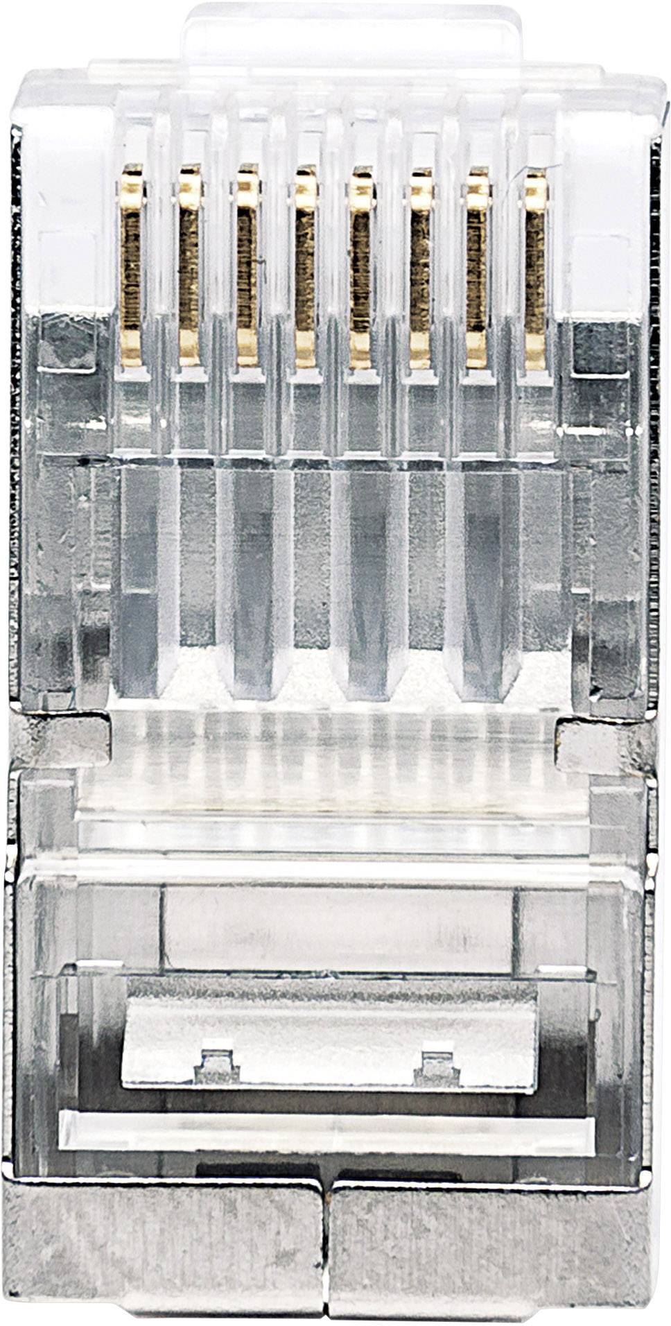 Intellinet 100er-Pack Cat5e RJ45-Modularstecker Pro Line STP 3-Punkt-Aderkontaktierung für Litzen- und Massivdraht 100 Stecker i