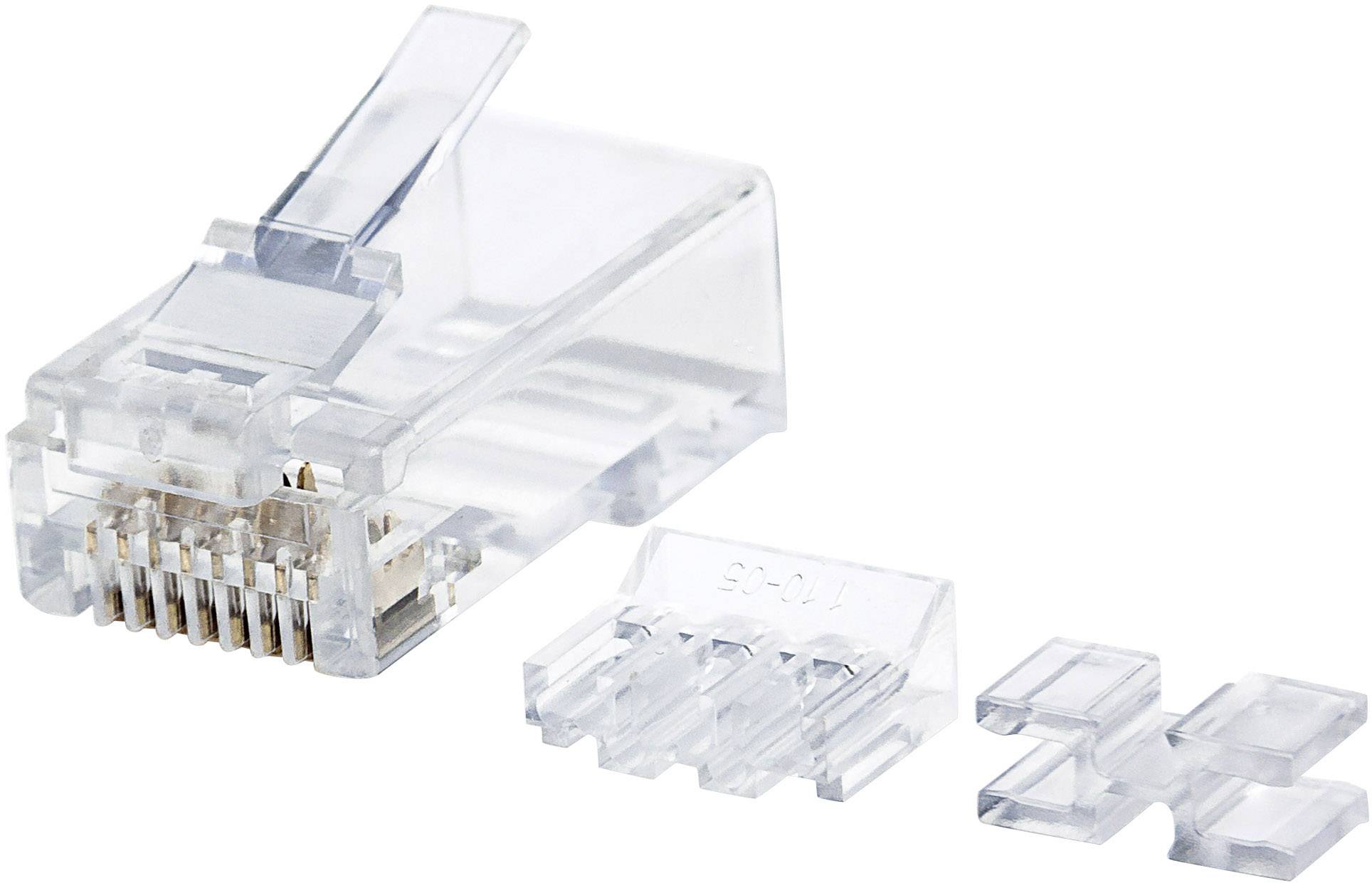 Intellinet 80er-Pack Cat6A RJ45-Modularstecker UTP 3-Punkt-Aderkontaktierung für Massivd