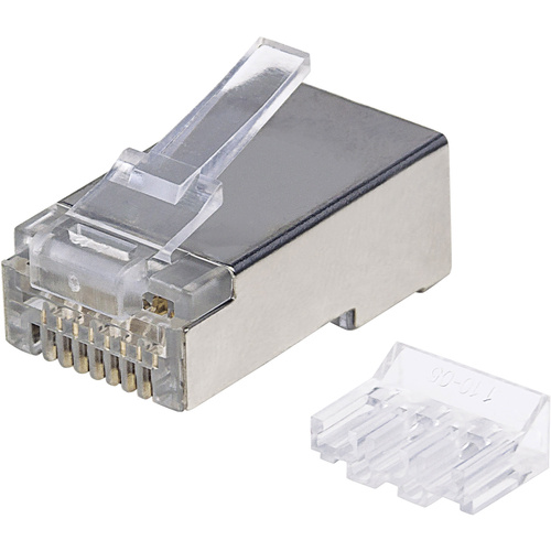 Intellinet Pack de 70 connecteurs modulaires RJ45 Intellinet Cat6A Pro Line STP 3 points pour fil conducteur et fil massif 70
