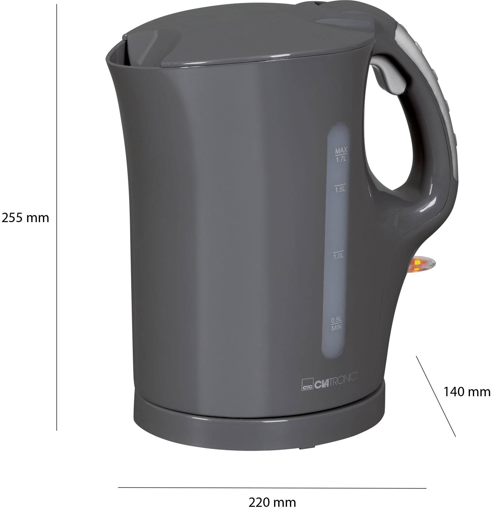 Clatronic WK3445 Wasserkocher schnurlos Grau