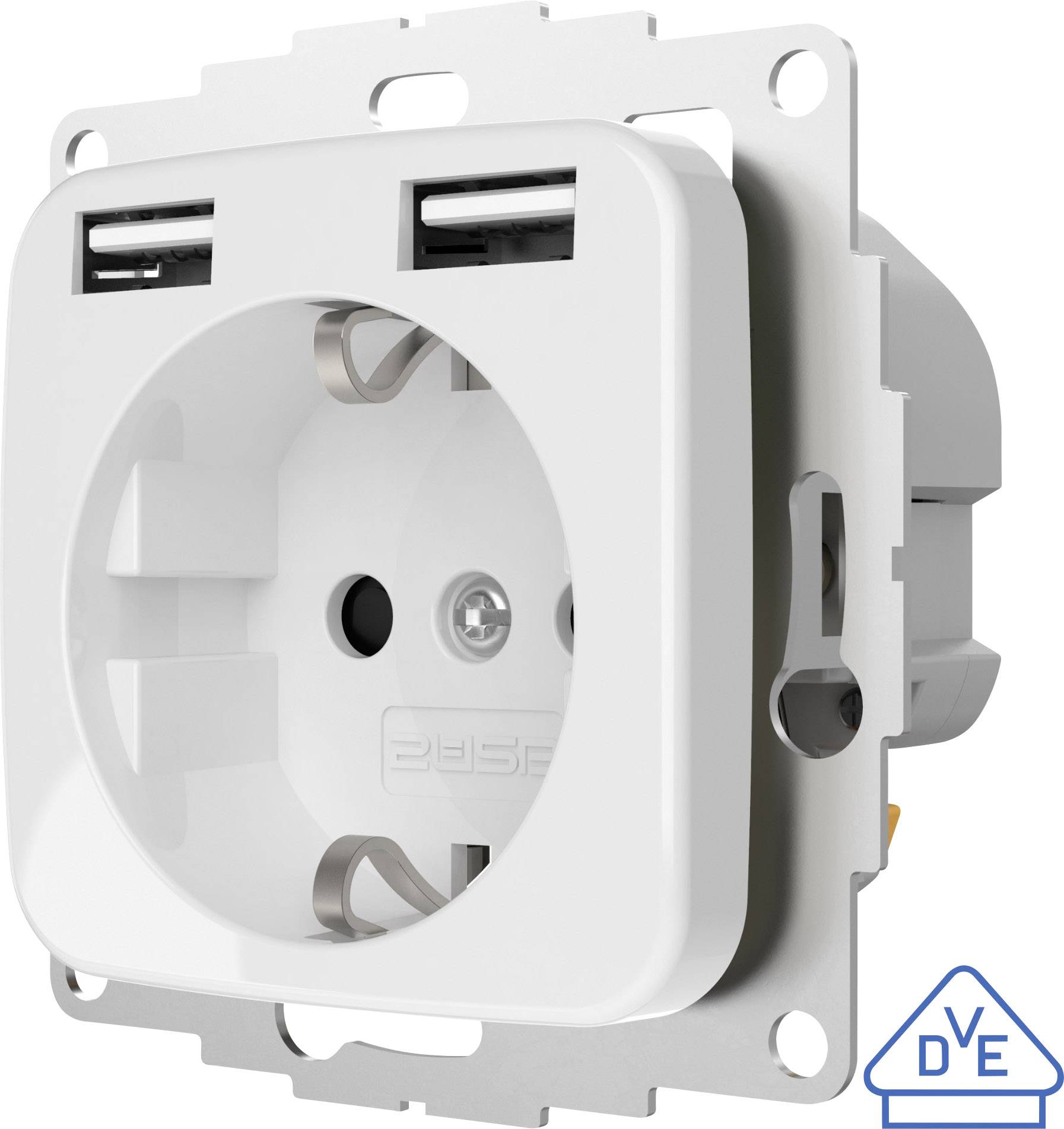2USB 2U-449375 Unterputz-Steckdose mit USB Reinweiß (glänzend)