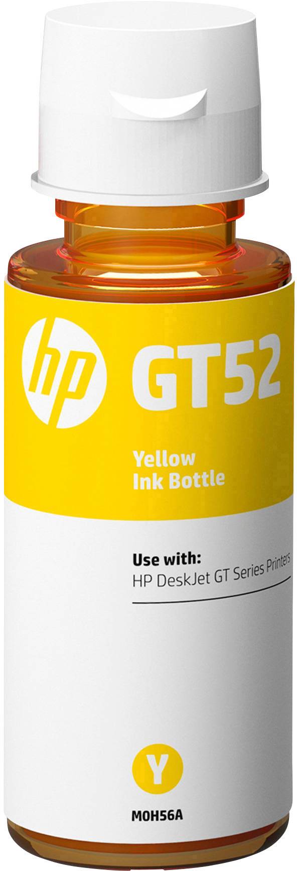 Gelbe Tintenflasche GT52 von HP, kompatibel mit HP DeskJet GT Series Druckern.