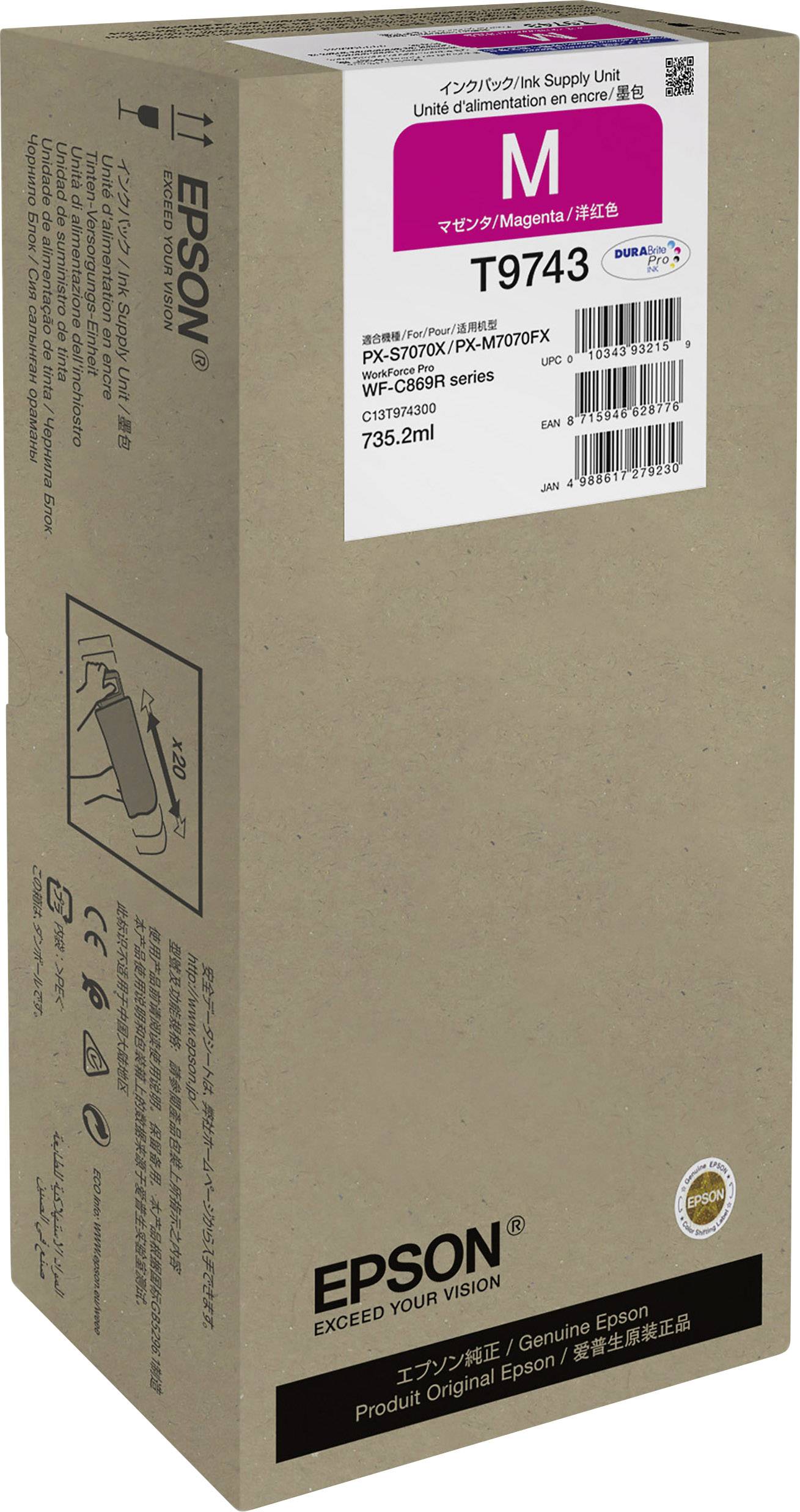 Epson Druckerpatrone T9743 XXL Original Magenta C13T974300