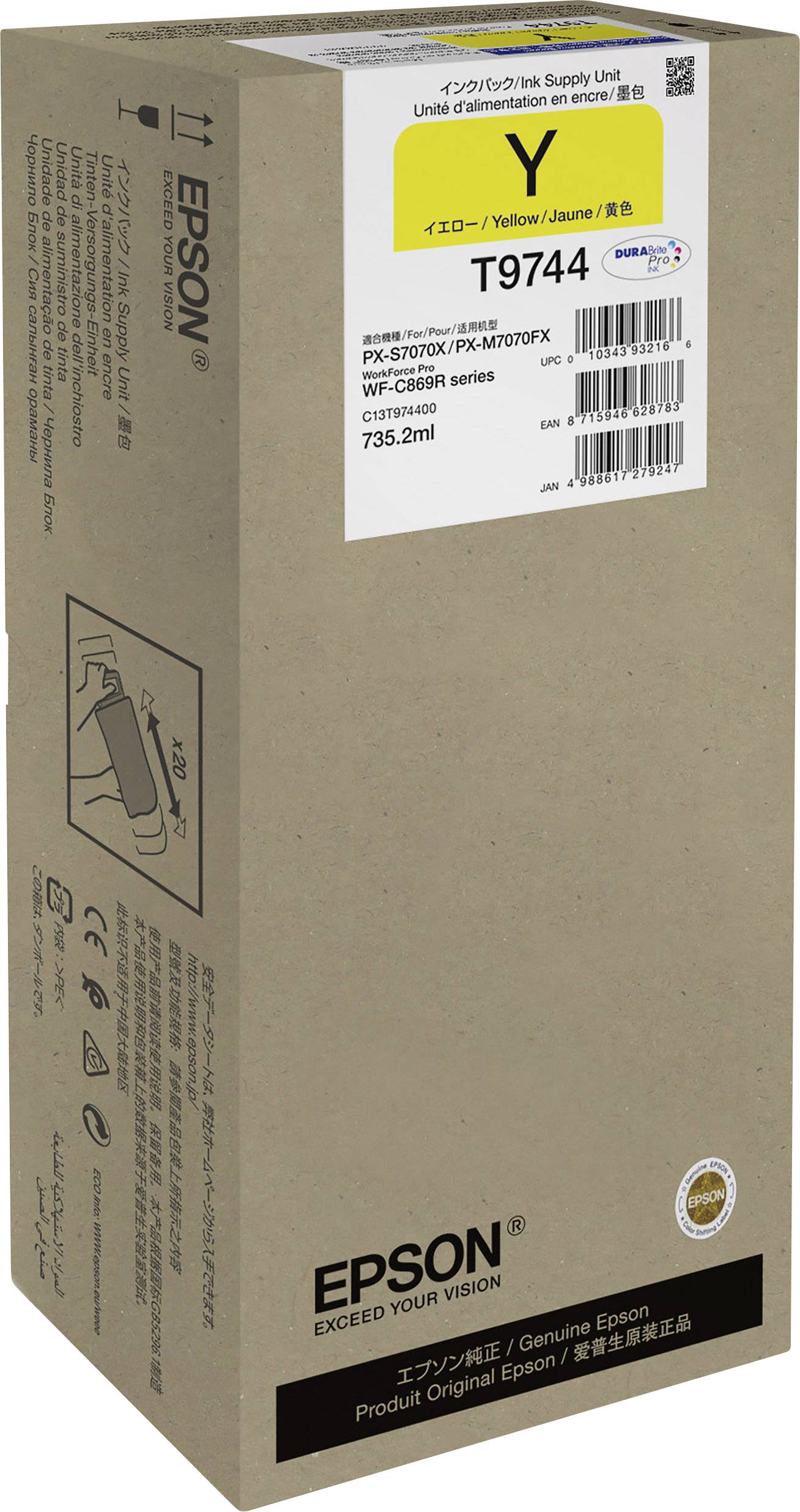 Epson Druckerpatrone T9744 XXL Original Gelb C13T974400