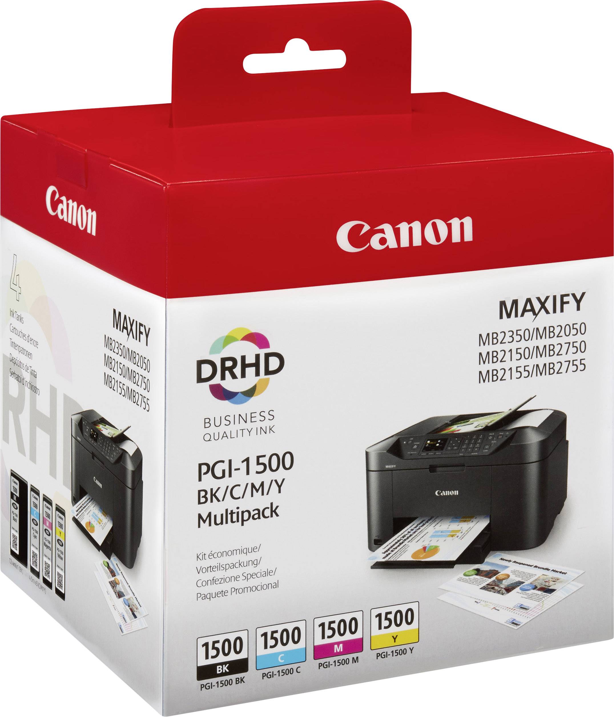 Canon Druckerpatrone PGI-1500BKCMY Original Kombi-Pack Schwarz, Cyan, Magenta, Gelb 9218B005