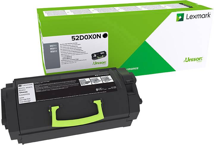 'Lexmark 52D0X0N' Tonerkartusche in schwarz mit Verpackung. Geeignet für Lexmark-Druckermodelle MS811 und MS812.