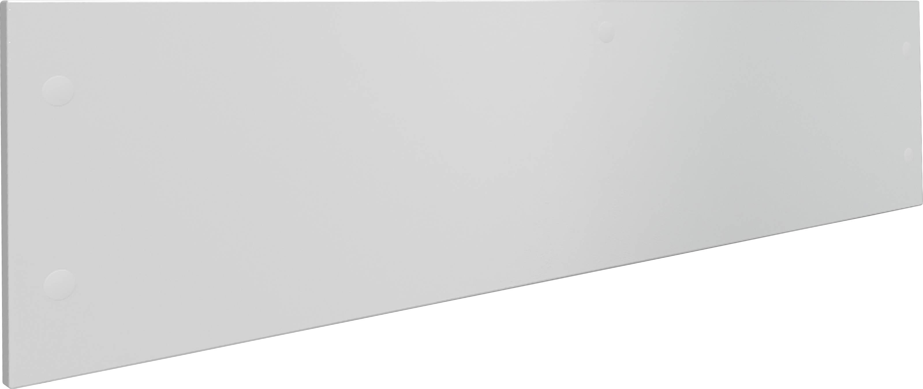 Weiße rechteckige Platte vor weißem Hintergrund.