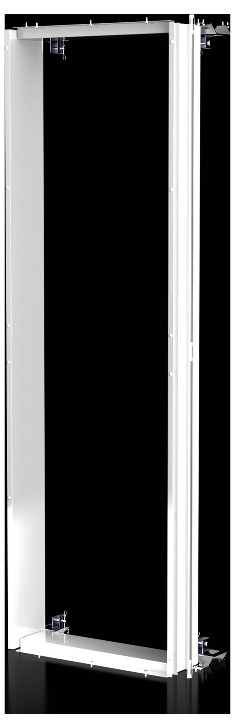 Weißer, rechteckiger Türrahmen vor schwarzem Hintergrund. Der Rahmen ist schlicht und ohne Türblatt dargestellt.