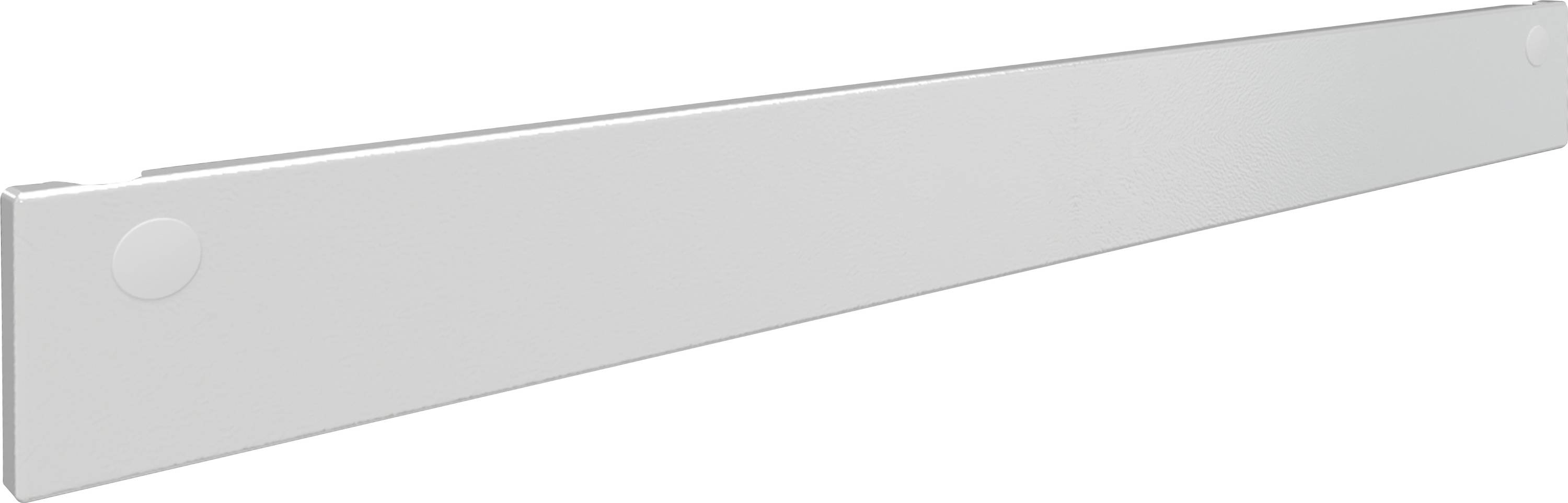Lange, weiße Abdeckblende aus Metall, die für die Abdeckung von Schienen oder Kabeln verwendet wird.