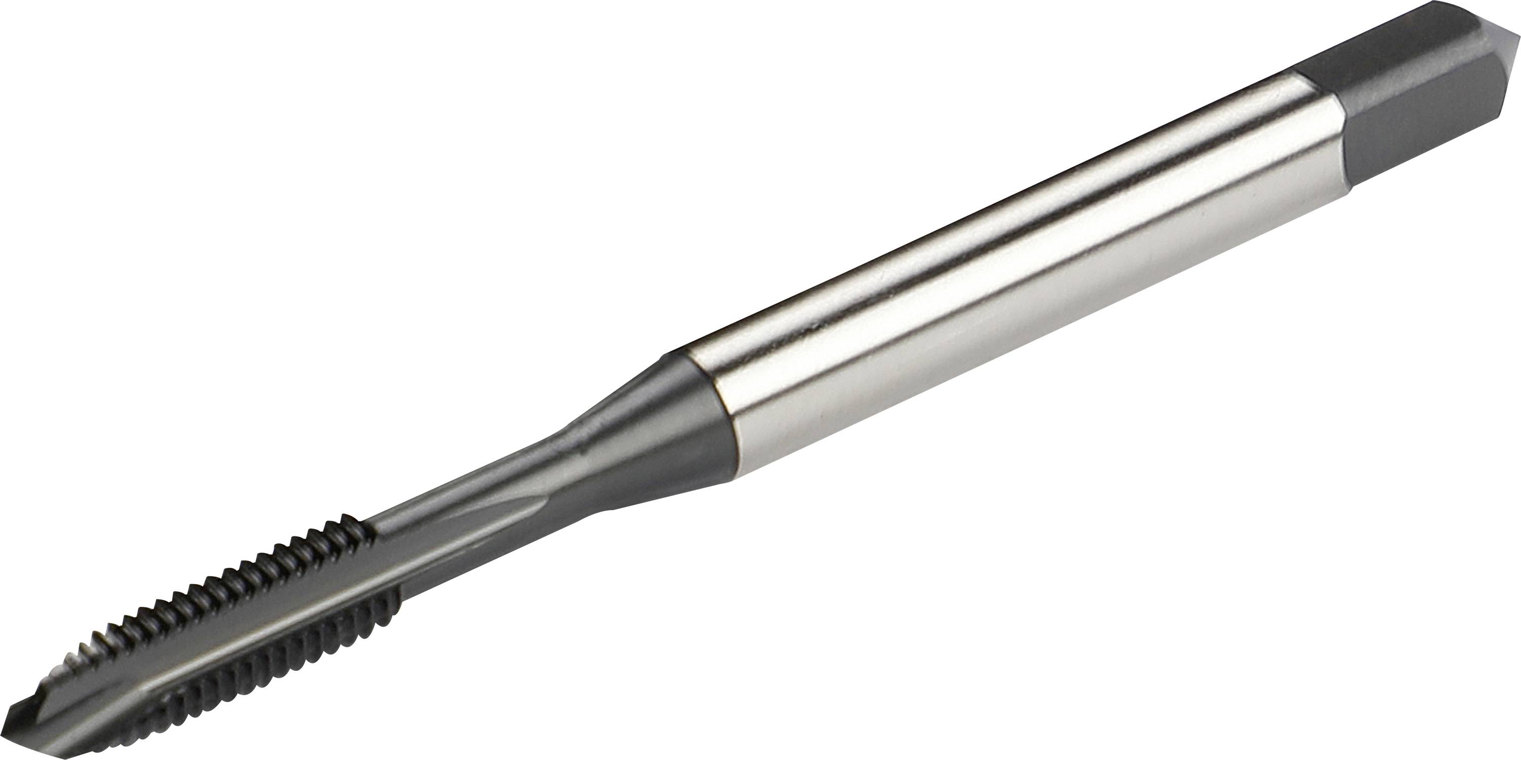 Ein Metallgewindebohrer mit zylindrischem Schaft und scharfen, spiralförmigen Schneidkanten, verwendet zum Erstellen von Innengewinden.