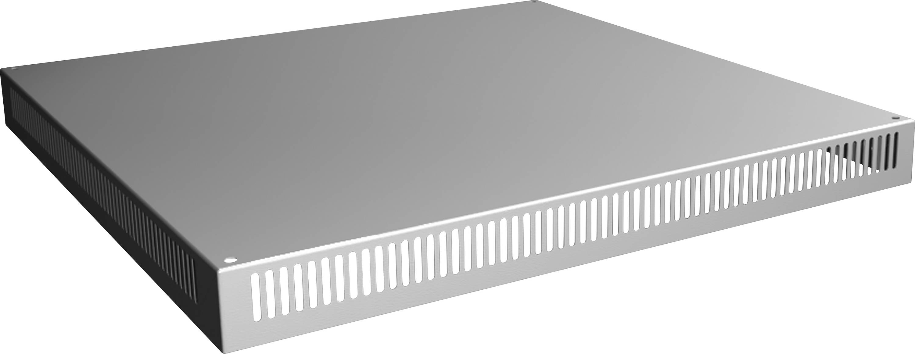 Grau lackiertes Regal mit Belüftungsschlitzen für IT-Racks, zur Unterstützung schwerer Geräte und optimierte Luftzirkulation.