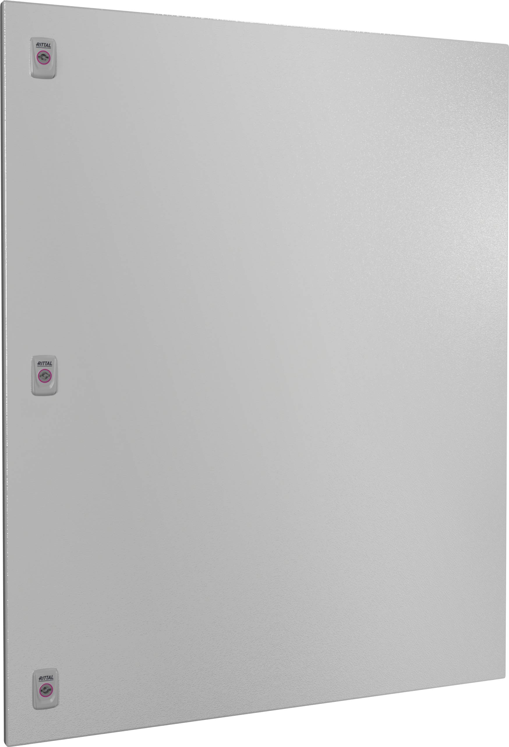 Metallplatte mit vier kleinen Knöpfen an der linken Seite. Die Knöpfe sind gleichmäßig verteilt und dienen zur Befestigung oder Bedienung.