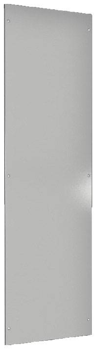 Eine rechteckige, graue Metallplatte mit sechs Befestigungsschrauben an den Ecken und Mittelpunkten der langen Kante.