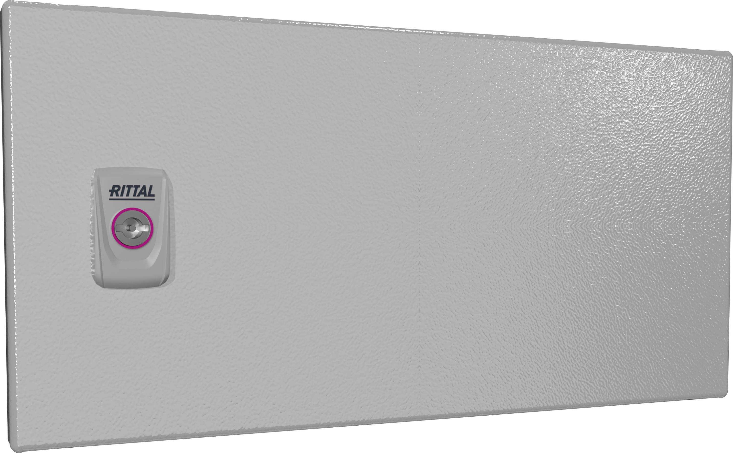 Schaltschranktür mit einem Rittal-Schloss, glatt und schlicht in der Gestaltung.