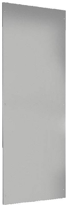 Graue Metallplatte mit glatter Oberfläche und abgerundeten Ecken.