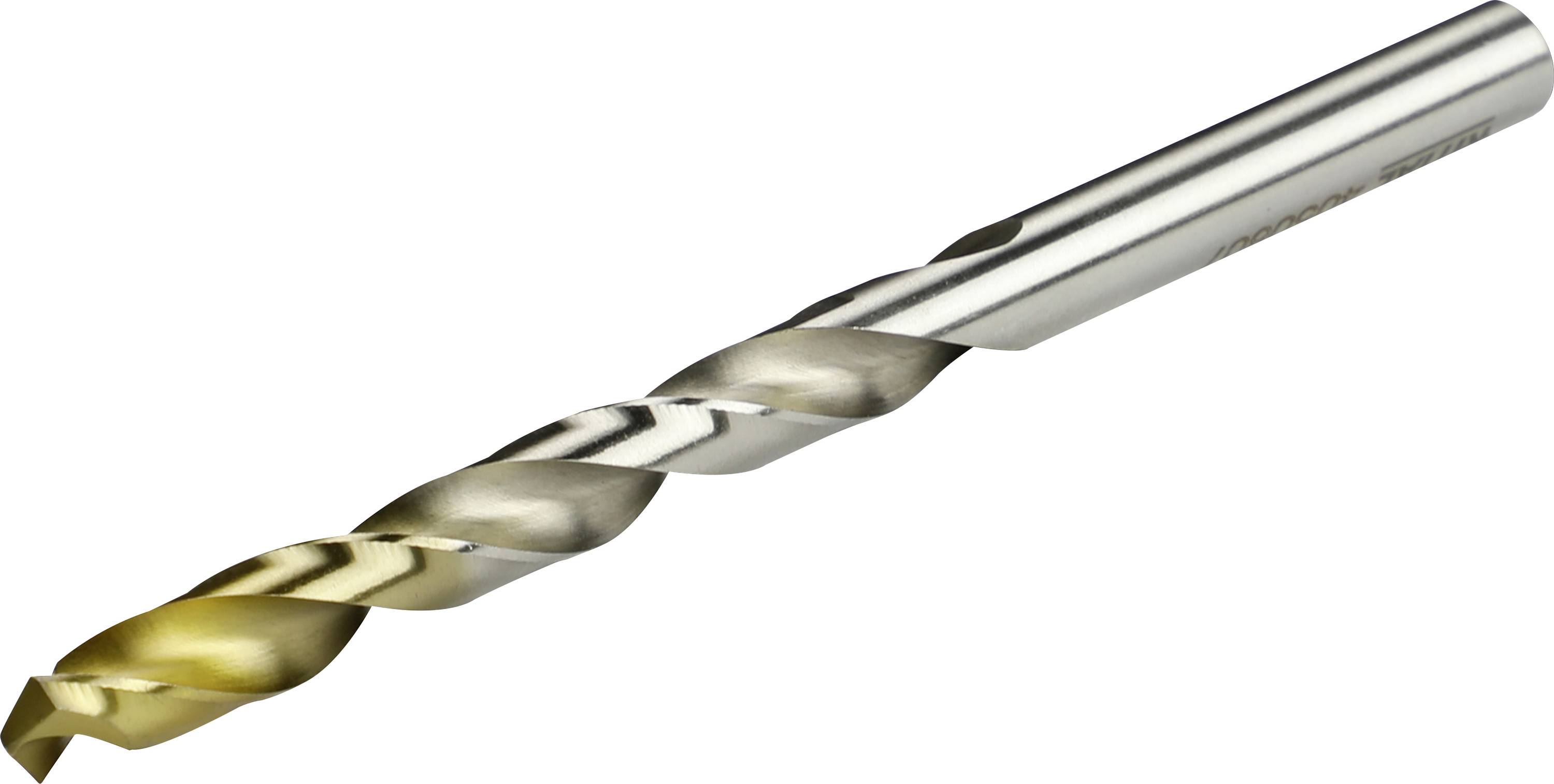 Bohrer aus Metall mit spiralförmigen Schneiden, Spitze aus vergoldetem Material.