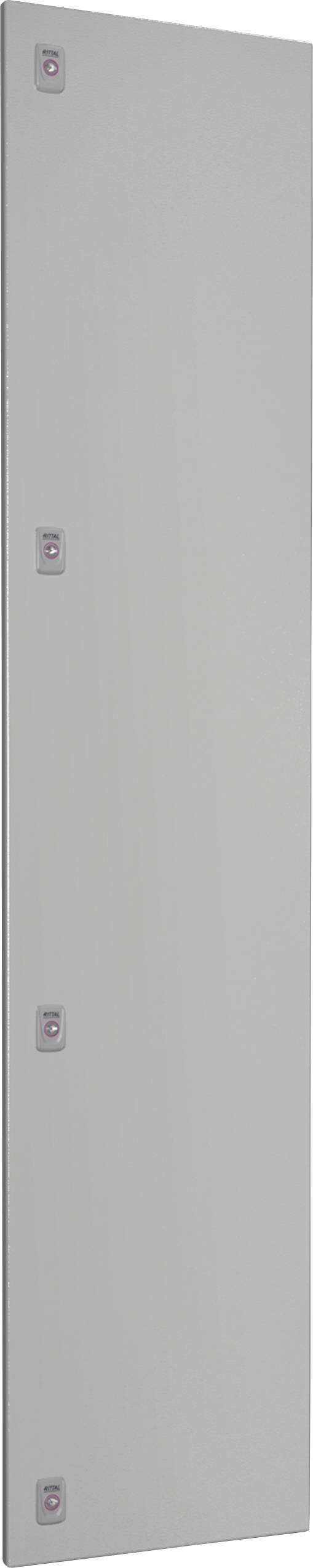 Eine lange, schmale, graue Metallplatte mit vier quadratischen Befestigungen an einer Seite.