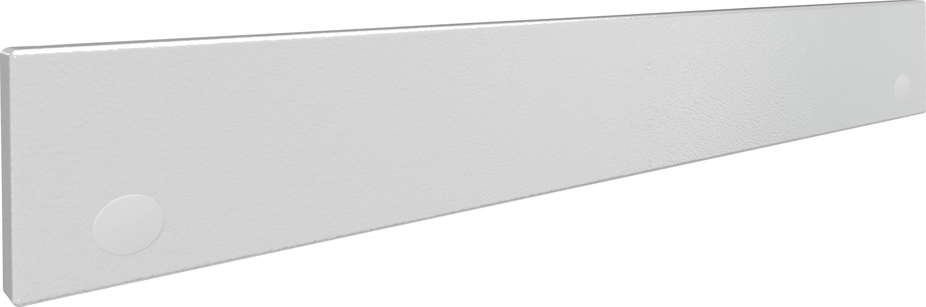 Ein langes, rechteckiges, weißes Brett aus einem soliden Material mit abgerundeten Ecken.