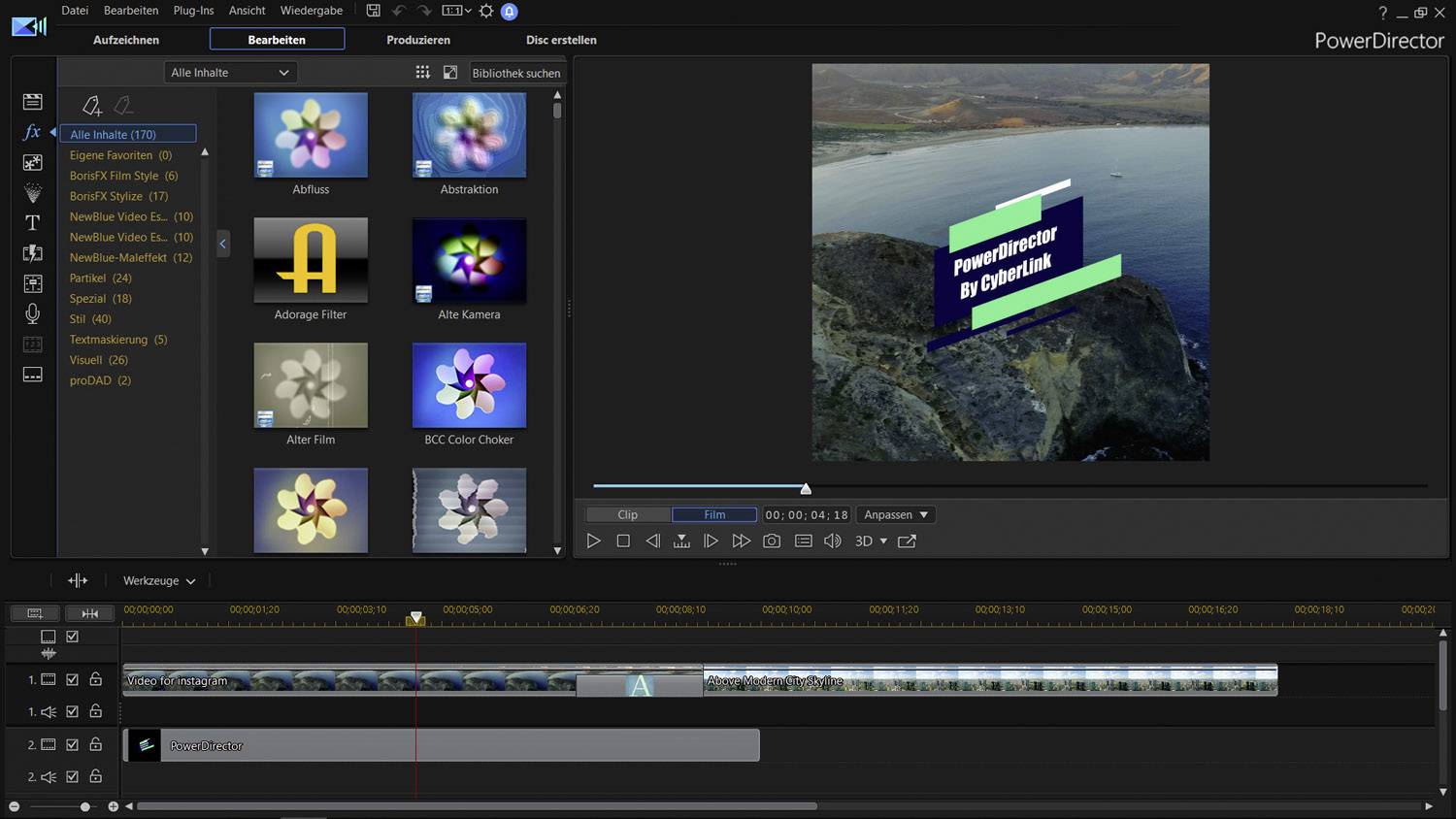 Cyberlink PowerDirector 18 Ultimate Vollversion, 1 Lizenz Windows Videobearbeitung