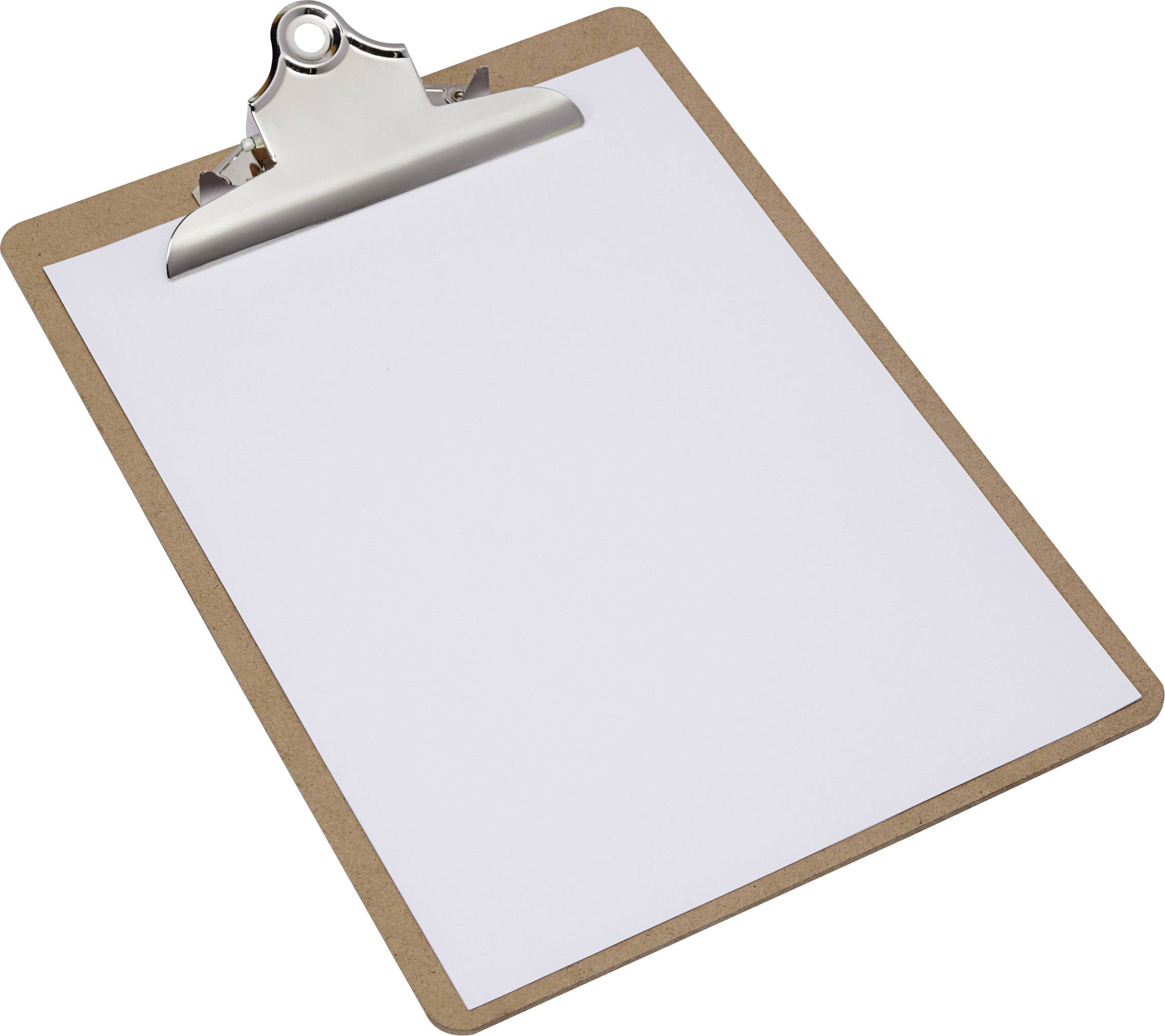 Ein Klemmbrett mit einem leeren weißen Blatt Papier, bereit zum Schreiben oder Zeichnen.