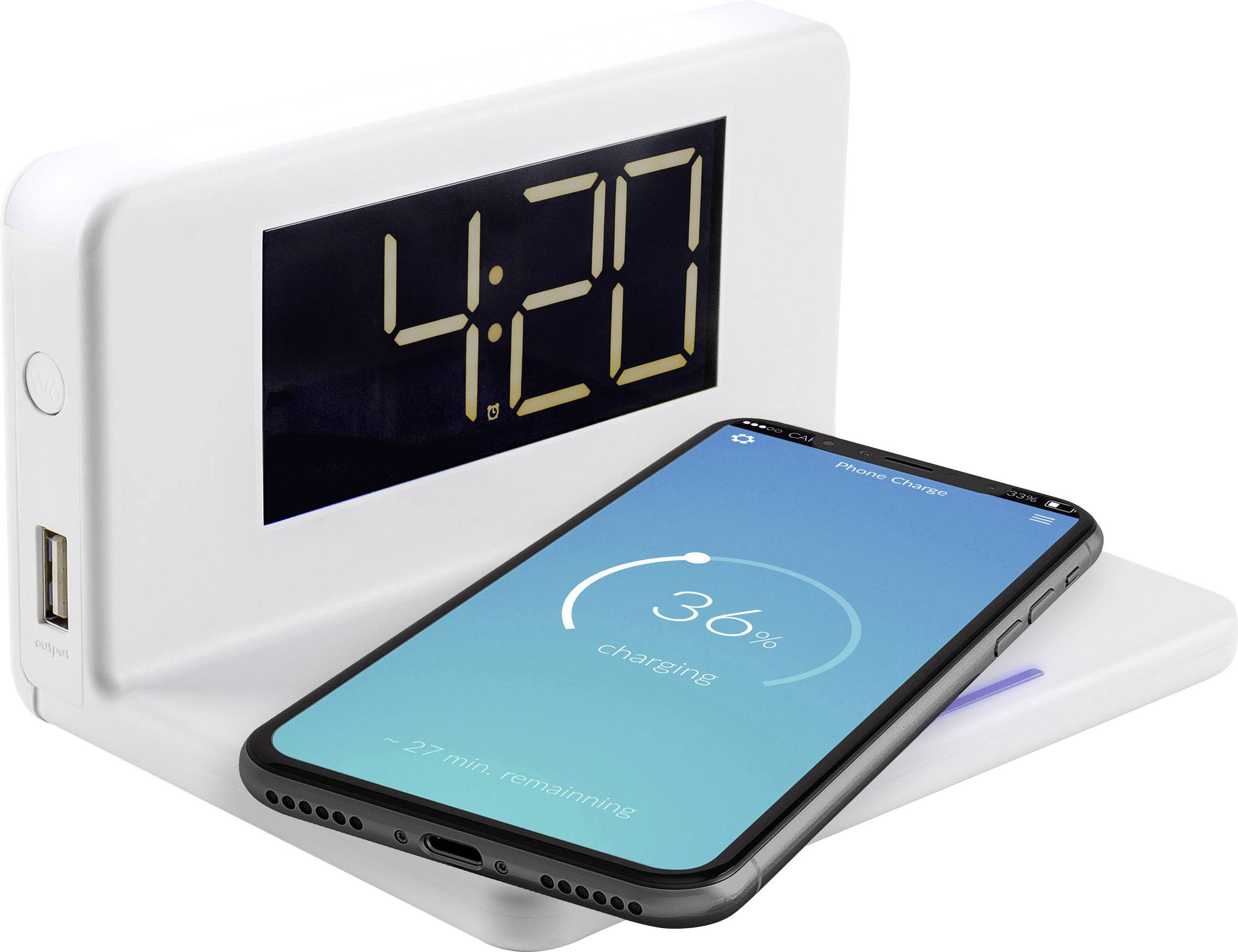 Caliber Induktions-Ladegerät 2000 mA HCG018Qi HCG018Qi/W Ausgänge Induktionslade-Standard, USB Weiß