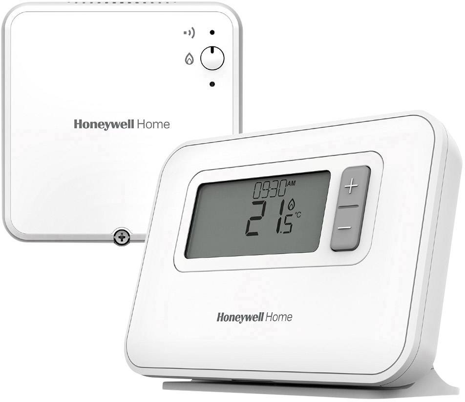 Ein digitales Thermostat zeigt 21 °C an. Das Gerät verfügt über Plus- und Minus-Tasten zur Temperatureinstellung.