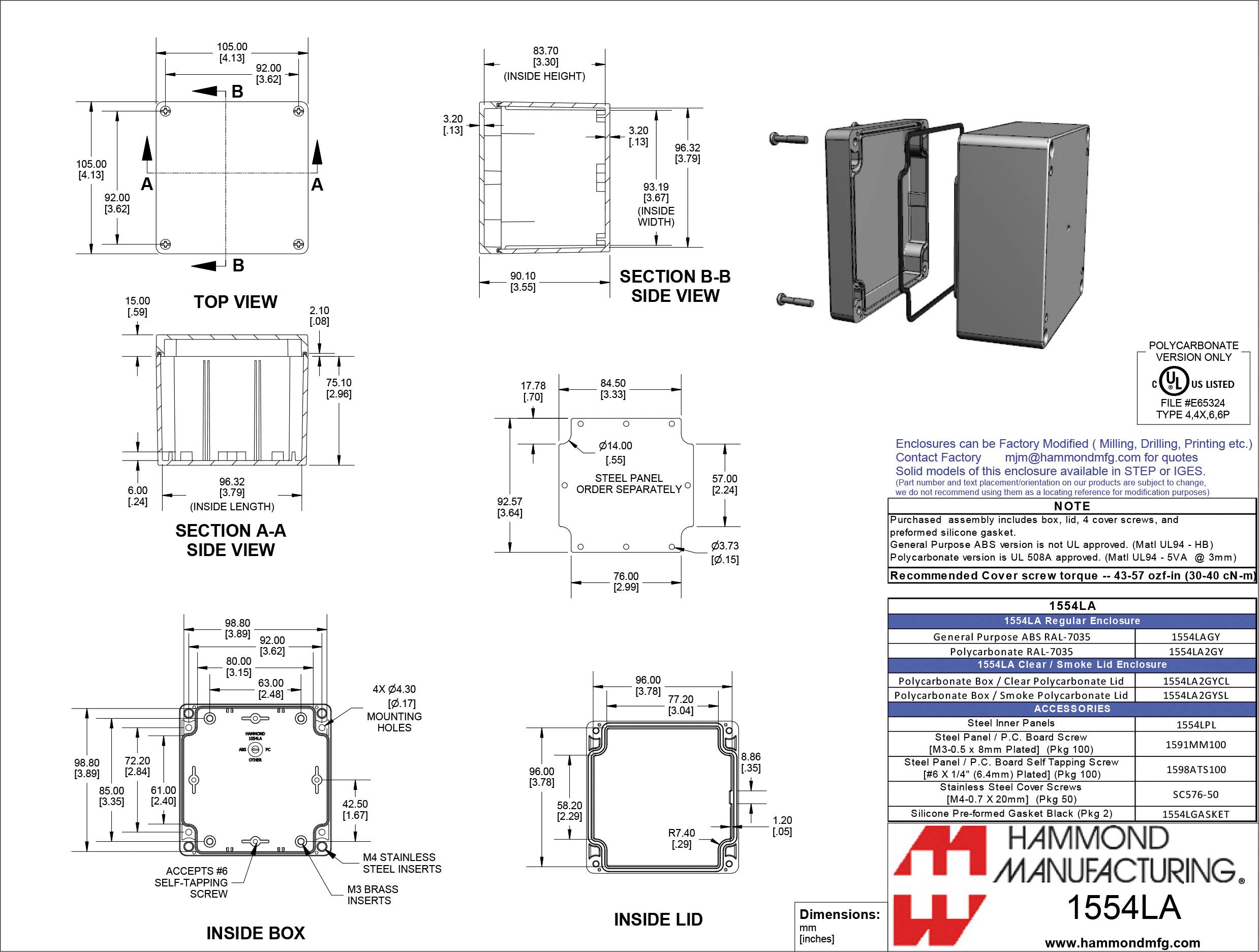 Hammond Electronics 1554LAGY Universal-Gehäuse ABS Grau 1St.