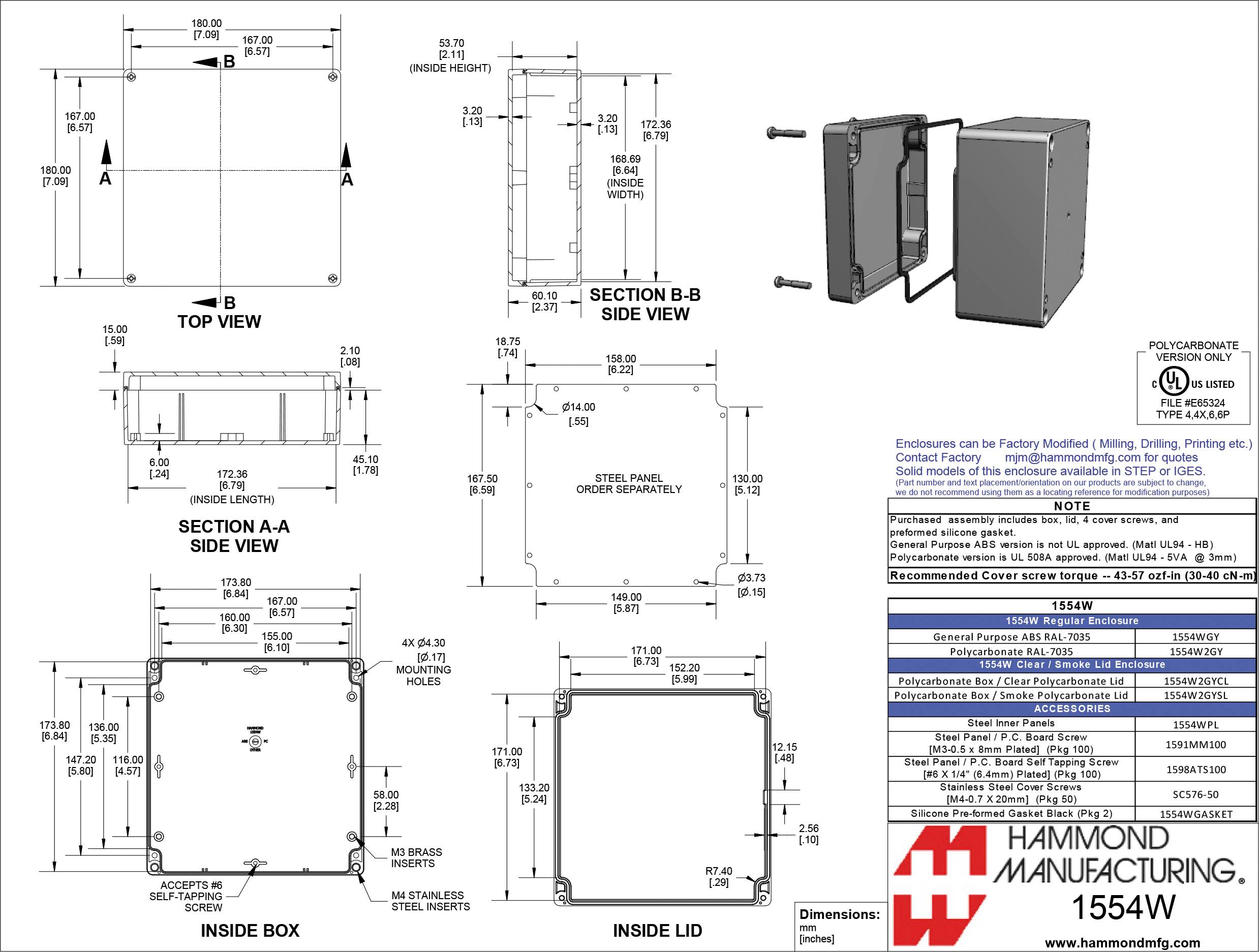 Hammond Electronics 1554WGY Universal-Gehäuse ABS Grau 1St.