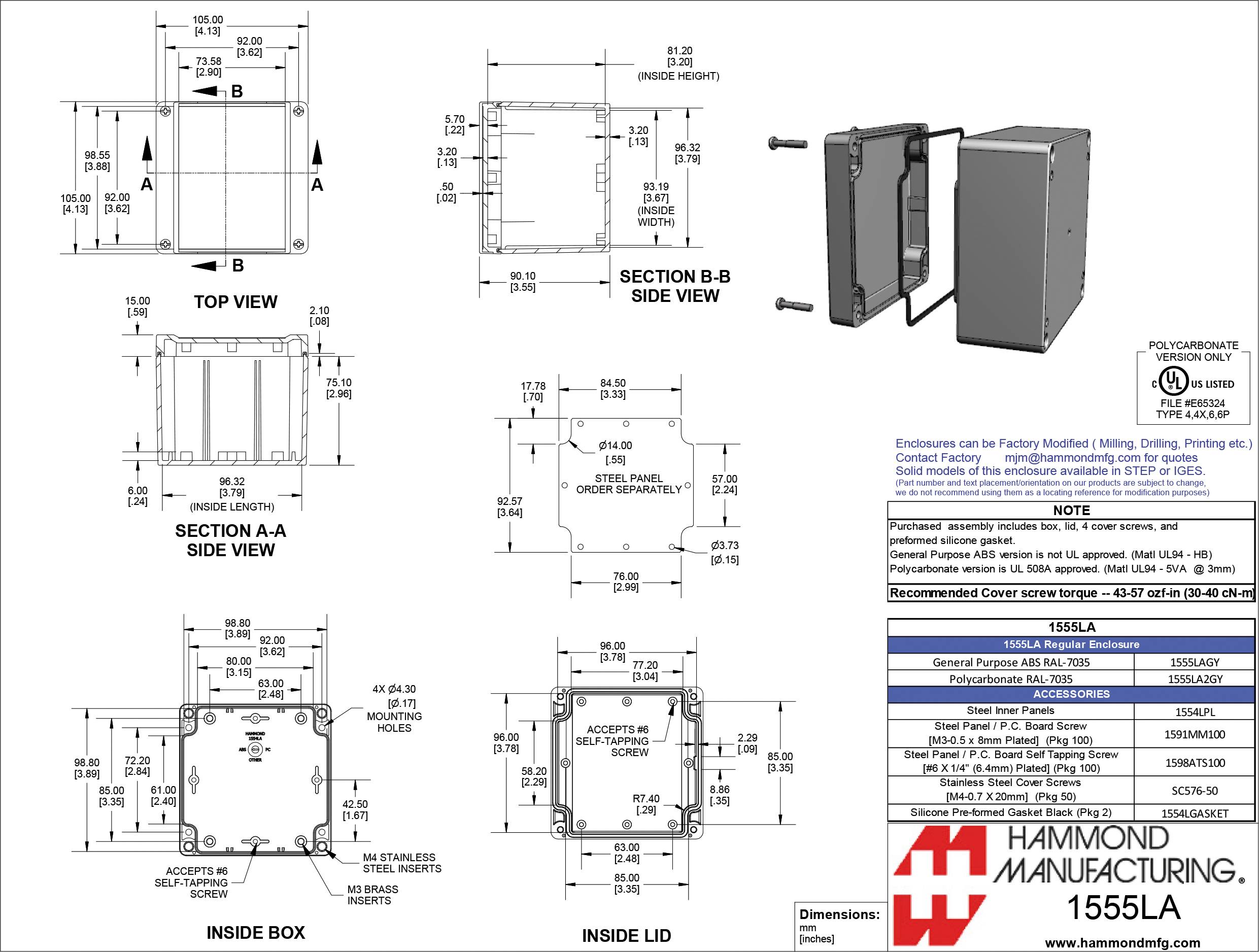 Hammond Electronics 1555 ABS 1555LAGY Universal-Gehäuse ABS Grau 1St.