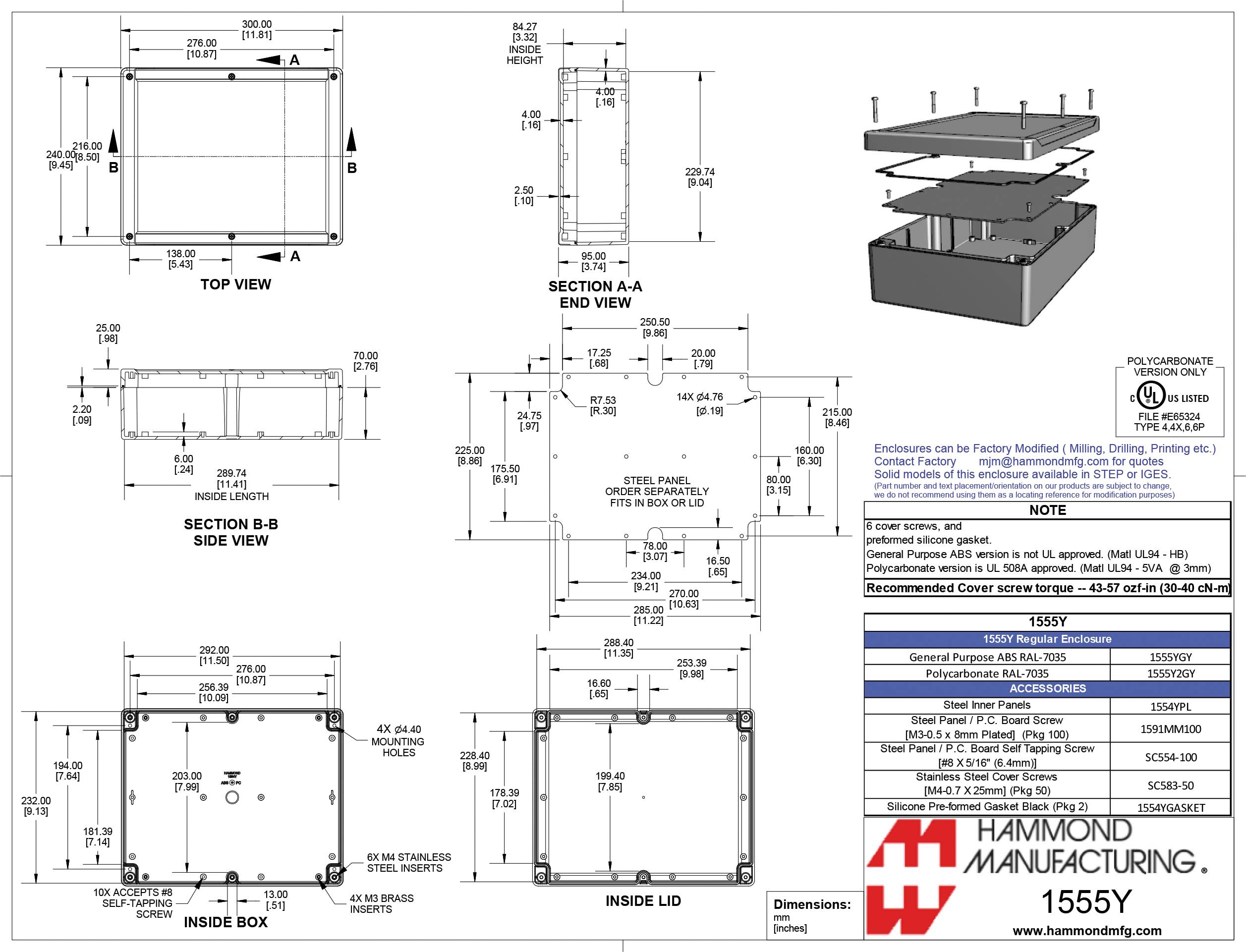 Hammond Electronics 1555 ABS 1555YGY Universal-Gehäuse ABS Grau 1St.