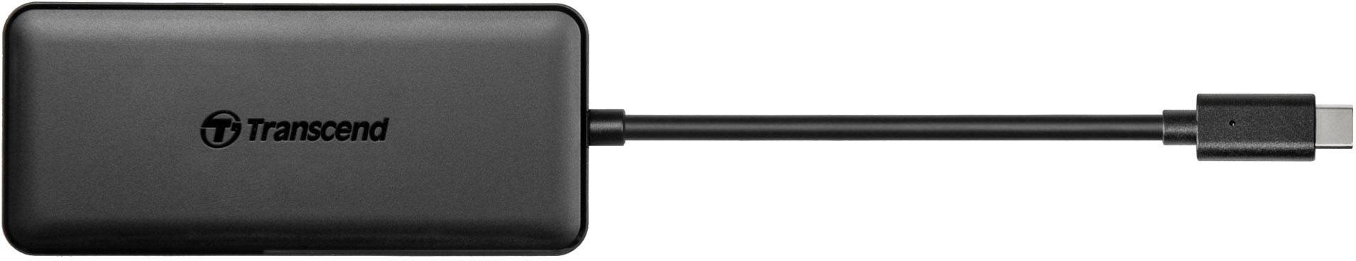 Transcend TS-HUB5C USB 2.0-Hub mit eingebautem SD-Kartenleser, mit USB-C® Stecker, mit Schnellladeport Schwarz
