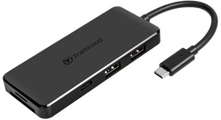Transcend TS-HUB5C USB 2.0-Hub mit eingebautem SD-Kartenleser, mit USB-C® Stecker, mit Schnellladeport Schwarz