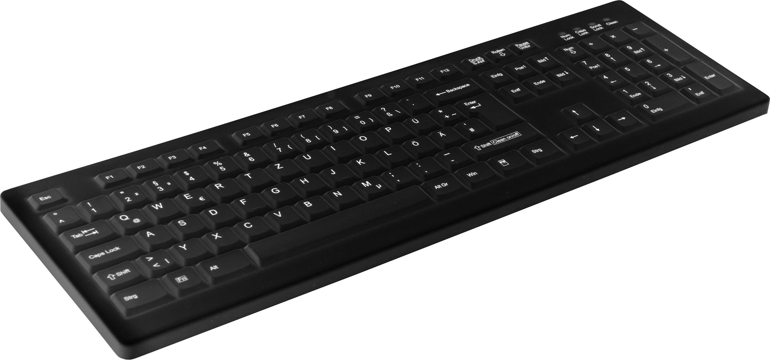 Active Key AK-C8100F-U1-B/GE USB Hygiene-Tastatur Deutsch, QWERTZ Schwarz Geeignet f. Wischdesinfektion nach DGHM/VAH