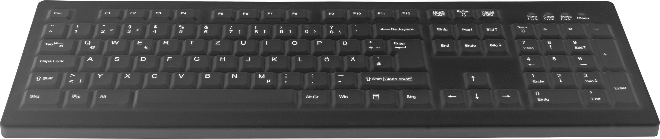 Active Key AK-C8100F-U1-B/GE USB Hygiene-Tastatur Deutsch, QWERTZ Schwarz Geeignet f. Wischdesinfektion nach DGHM/VAH