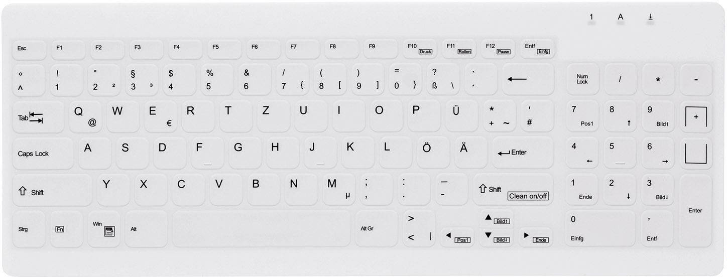 Active Key AK-C7012F-U1-W/GE USB Hygiene-Tastatur Deutsch, QWERTZ Weiß Geeignet f. Wischdesinfektion nach DGHM/VAH