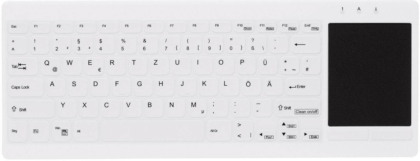 Contour Active Key AK-C4412F-GUS-W/GE USB Hygiene-Tastatur Deutsch, QWERTZ Weiß Geeignet f. Wischdesinfektion nach DGHM/VAH, Silikonmembran