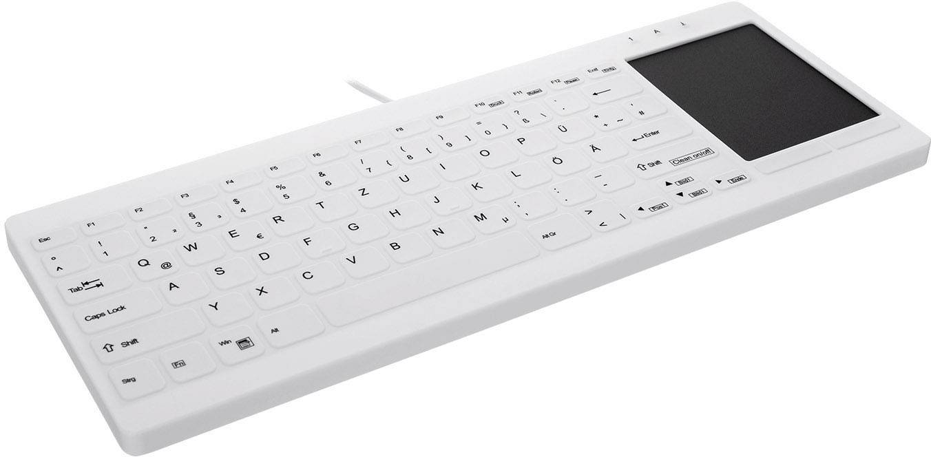 Contour Active Key AK-C4412F-GUS-W/GE USB Hygiene-Tastatur Deutsch, QWERTZ Weiß Geeignet f. Wischdesinfektion nach DGHM/VAH, Silikonmembran