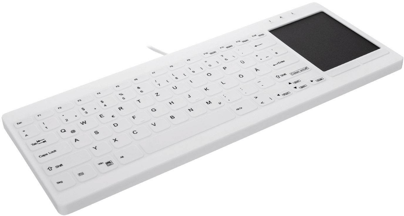 Contour Active Key AK-C4412F-GUS-W/GE USB Hygiene-Tastatur Deutsch, QWERTZ Weiß Geeignet f. Wischdesinfektion nach DGHM/VAH, Silikonmembran