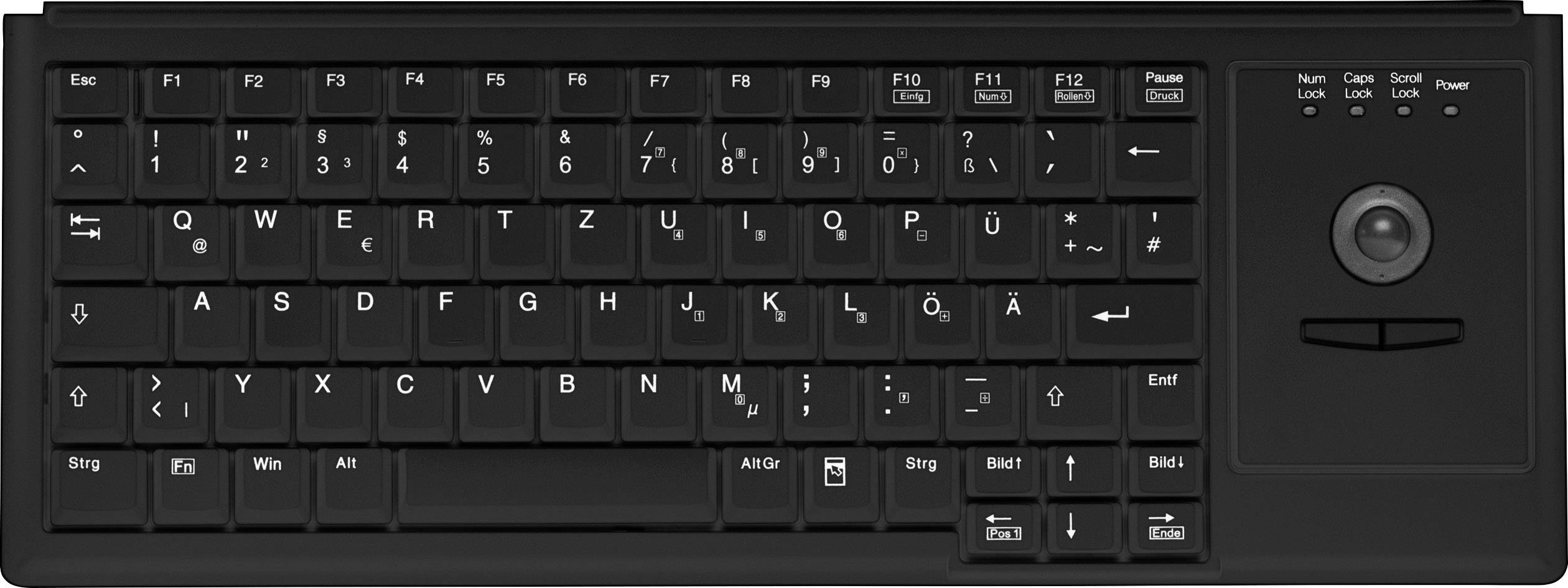 Active Key AK-4400-TU-B/US USB Tastatur US-Englisch, QWERTY Schwarz Integrierter Trackball, Maustasten