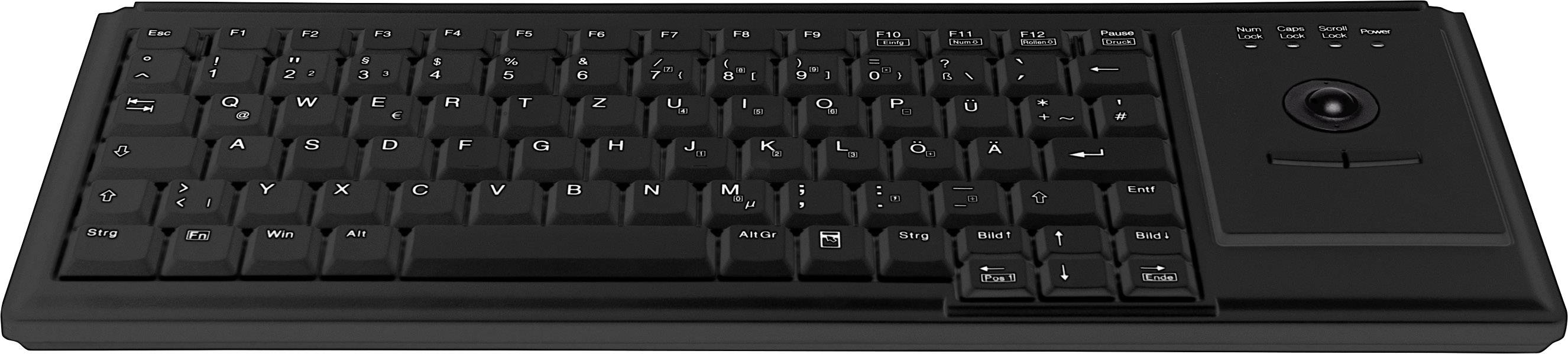 Active Key AK-4400-TU-B/US USB Tastatur US-Englisch, QWERTY Schwarz Integrierter Trackball, Maustasten