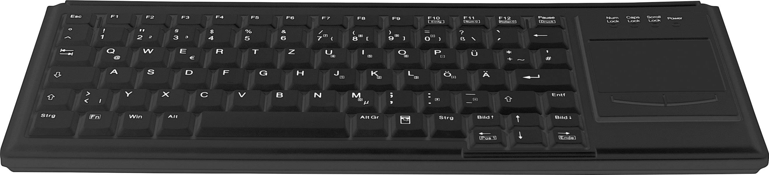 Active Key AK-4400-GU-B/US USB Tastatur US-Englisch, QWERTY Schwarz Touch-Oberfläche, Maustasten